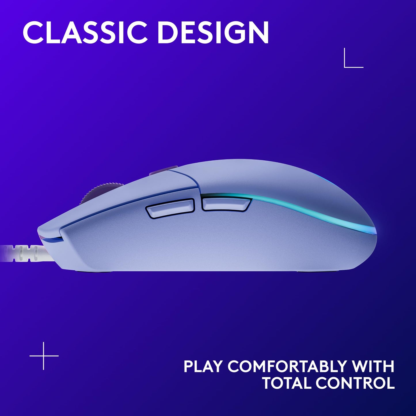 Logitech G203 LIGHTSYNC Gaming Mouse with Customizable RGB Lighting, 6 Programmable Buttons, Gaming Grade Sensor, 8K DPI Tracking, Lightweight - Lilac