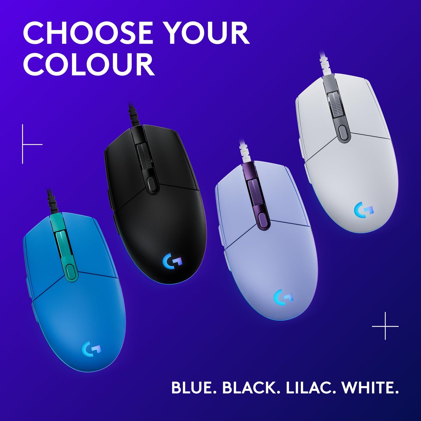 Logitech G203 LIGHTSYNC Gaming Mouse with Customizable RGB Lighting, 6 Programmable Buttons, Gaming Grade Sensor, 8K DPI Tracking, Lightweight - Lilac